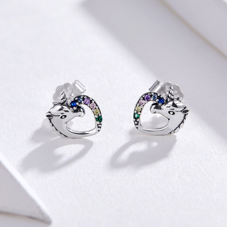 Boucles d'oreilles clous en argent Boucles d'oreilles en argent Zircon coloré Boucles d'oreilles clous en argent, SCE611