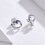 Boucles d'oreilles clous en argent Boucles d'oreilles en argent Zircon coloré Boucles d'oreilles clous en argent, SCE611