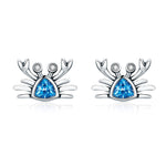 Petites boucles d'oreilles cœur en argent sterling 925 Little Crab avec pierre précieuse, SCE413