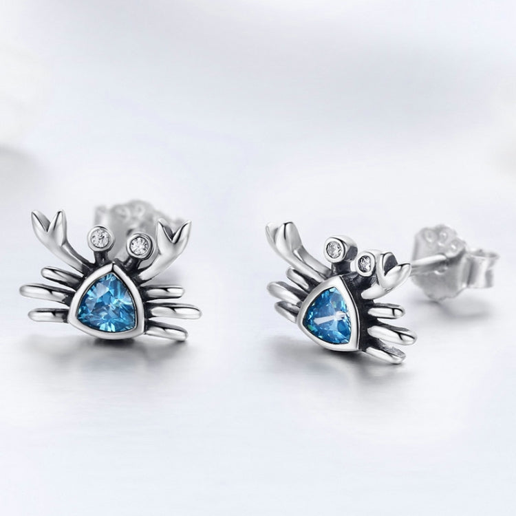 Petites boucles d'oreilles cœur en argent sterling 925 Little Crab avec pierre précieuse, SCE413