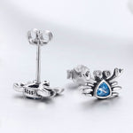 Petites boucles d'oreilles cœur en argent sterling 925 Little Crab avec pierre précieuse, SCE413