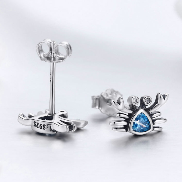 Petites boucles d'oreilles cœur en argent sterling 925 Little Crab avec pierre précieuse, SCE413