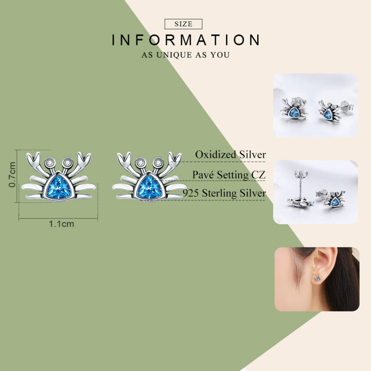 Petites boucles d'oreilles cœur en argent sterling 925 Little Crab avec pierre précieuse, SCE413
