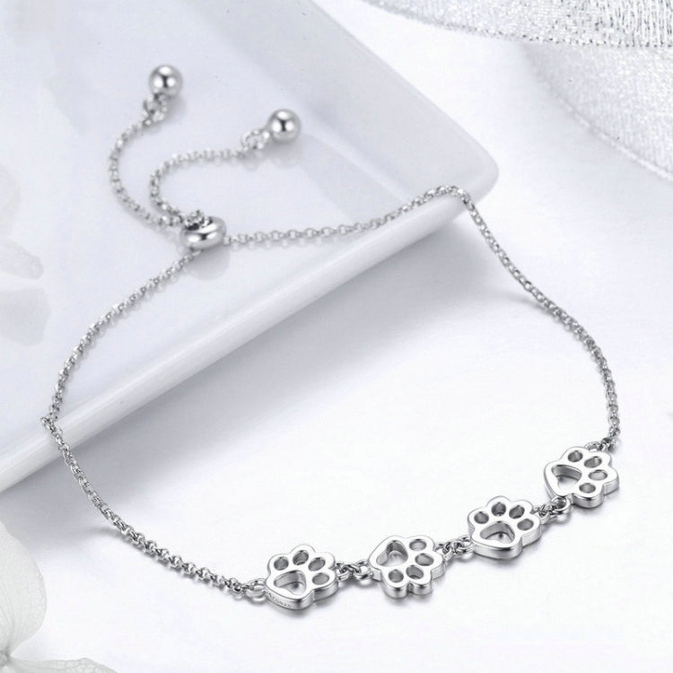 Bracelet mignon à empreintes de pattes d'animaux en argent sterling S925, SCB096
