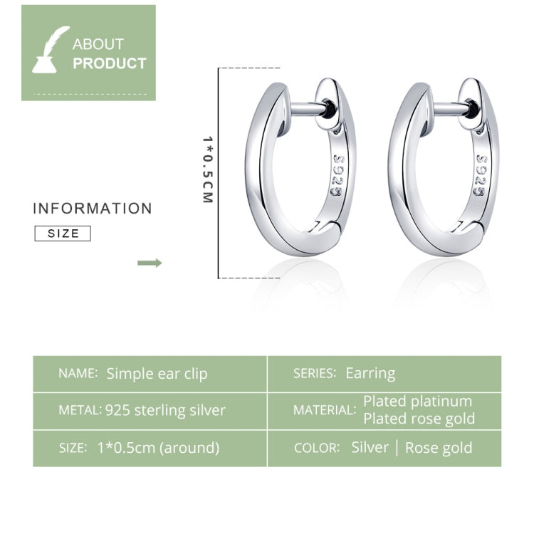 Boucles d'oreilles simples en argent sterling S925, Or rose, Argent, Or