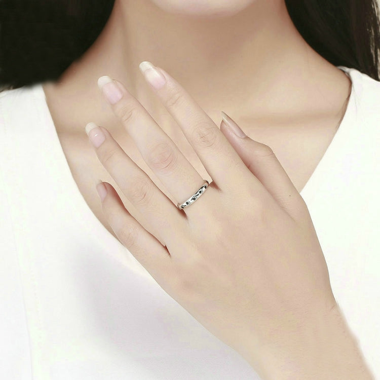 Bague Empreinte de Patte en Argent Sterling S925 Goutte d'Huile, 5, 6, 7, 8, 9