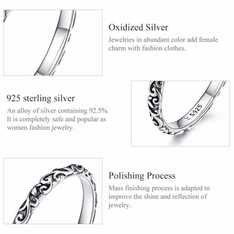 Bague en argent sterling à motif vintage, bague à motif tendance en argent 925, taille US 6, taille US 7, taille US 8, taille US 9