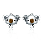Boucles d'oreilles Koala en argent sterling avec pierres précieuses pour femmes, SCE381