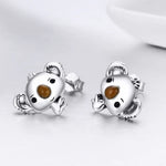 Boucles d'oreilles Koala en argent sterling avec pierres précieuses pour femmes, SCE381
