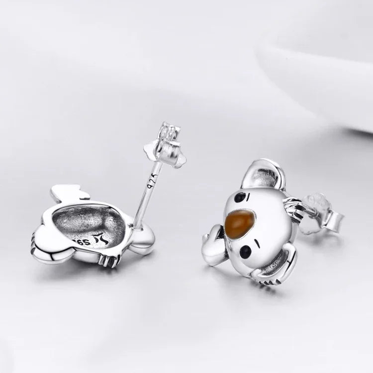 Boucles d'oreilles Koala en argent sterling avec pierres précieuses pour femmes, SCE381