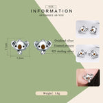 Boucles d'oreilles Koala en argent sterling avec pierres précieuses pour femmes, SCE381