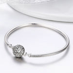 Exquisite Life S925 Sterling Silver Bangle Bracelet Inlaid with Gems, 17cm, 18cm, 19cm, 20cm