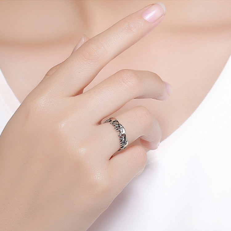Bague en argent sterling S925, motif éléphant vintage incrusté, tailles US 6, US 7, US 8, US 9