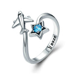 Bague en argent sterling S925, ouverte pour femme, voyage interstellaire, SCR322
