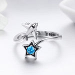 Bague en argent sterling S925, ouverte pour femme, voyage interstellaire, SCR322