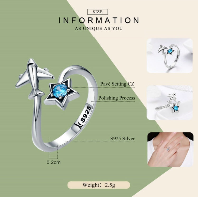 Bague en argent sterling S925, ouverte pour femme, voyage interstellaire, SCR322