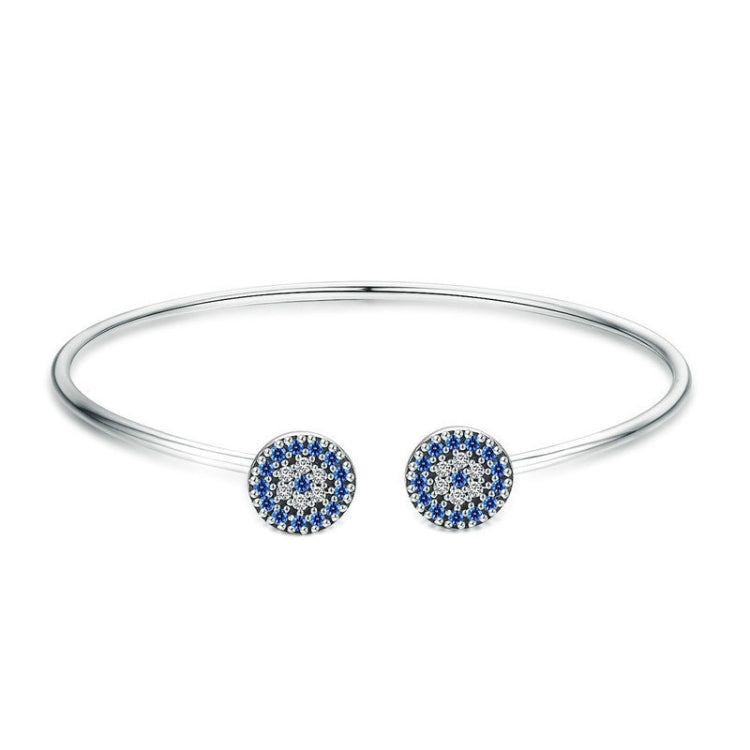 Bracelet en argent sterling S925 avec zircons incrustés, yeux bleus brillants, SCB058