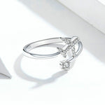 Bague en argent sterling 925, avion, zircon, ouverte, plaquée or blanc, SCR623