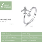 Bague en argent sterling 925, avion, zircon, ouverte, plaquée or blanc, SCR623