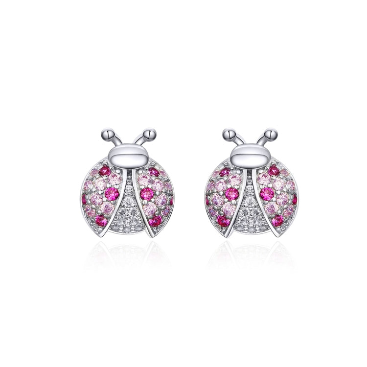 Boucles d'oreilles insectes en argent sterling, boucles d'oreilles coccinelle sept étoiles, boucles d'oreilles fille plaquées platine, SCE715