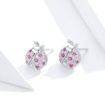 Sterling Silver Insect Earrings Seven-star Ladybug Earrings Platinum-plated Girl Earrings, SCE715