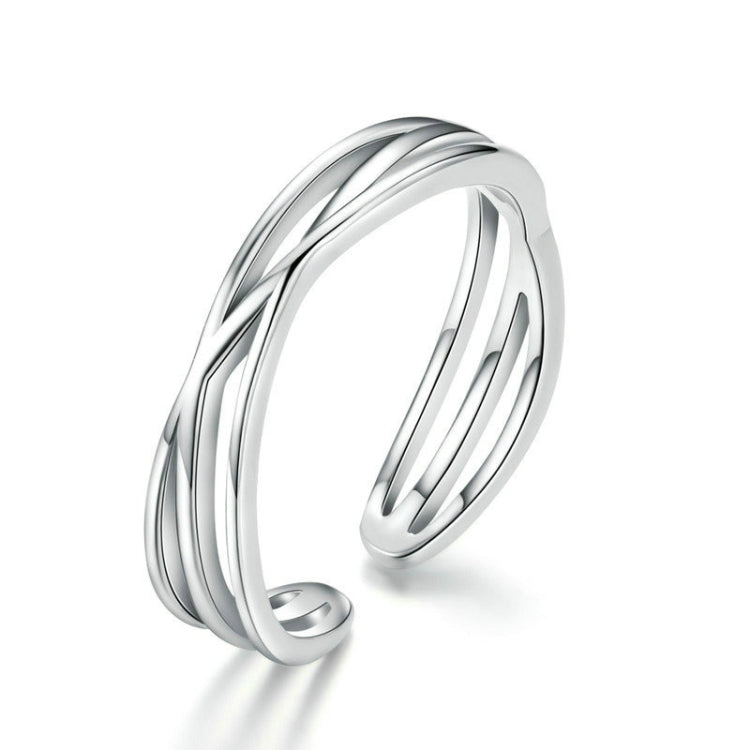 Bague en Argent Sterling S925 Plaqué Platine, Bague Ouverte Style Simple et Tendance, SCR483