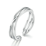 Bague en Argent Sterling S925 Plaqué Platine, Bague Ouverte Style Simple et Tendance, SCR483