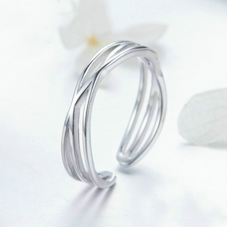 Bague en Argent Sterling S925 Plaqué Platine, Bague Ouverte Style Simple et Tendance, SCR483