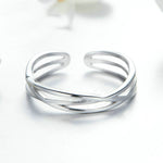 Bague en Argent Sterling S925 Plaqué Platine, Bague Ouverte Style Simple et Tendance, SCR483