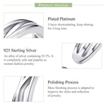 Bague en Argent Sterling S925 Plaqué Platine, Bague Ouverte Style Simple et Tendance, SCR483