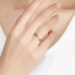 Bague en Argent Sterling S925 Plaqué Platine, Bague Ouverte Style Simple et Tendance, SCR483