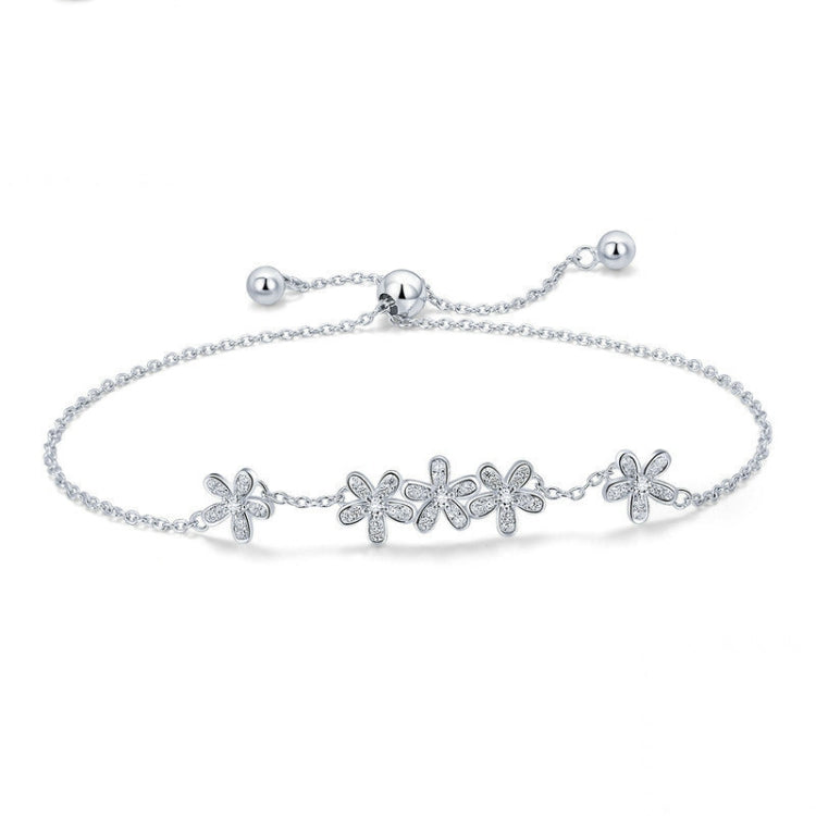 Bracelet en argent sterling S925 pour femme, motif marguerite, SCB084