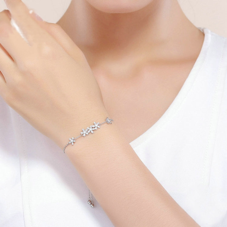 Bracelet en argent sterling S925 pour femme, motif marguerite, SCB084