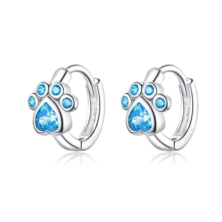 Boucles d'oreilles simples en argent sterling avec empreinte de patte de chat et zircon, SCE670