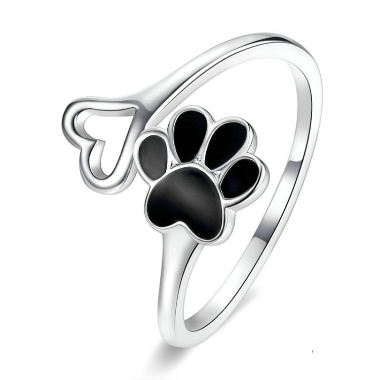 Bague Ouverte Femme S925 en Argent Sterling Motif Patte d'Animal Goutte à Goutte