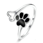 Bague Ouverte Femme S925 en Argent Sterling Motif Patte d'Animal Goutte à Goutte