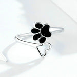 Bague Ouverte Femme S925 en Argent Sterling Motif Patte d'Animal Goutte à Goutte