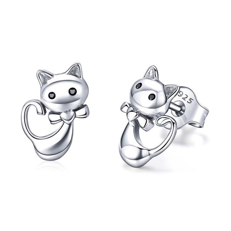 Boucles d'oreilles chat en argent sterling S925, simples et personnalisées pour femmes, SCE450