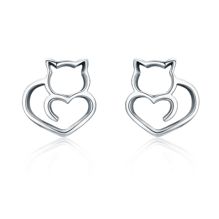 Boucles d'oreilles chat simples en argent uni, en argent sterling creux, petites boucles d'oreilles pour femme, bijoux en argent avec animaux, SCE271