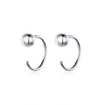 Boucles d'oreilles en argent sterling simples plaquées platine Boucles d'oreilles petite boule de tempérament, SCE782-A