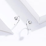 Boucles d'oreilles en argent sterling simples plaquées platine Boucles d'oreilles petite boule de tempérament, SCE782-A