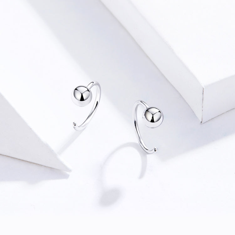 Boucles d'oreilles en argent sterling simples plaquées platine Boucles d'oreilles petite boule de tempérament, SCE782-A