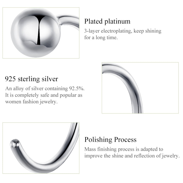 Boucles d'oreilles en argent sterling simples plaquées platine Boucles d'oreilles petite boule de tempérament, SCE782-A