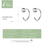 Boucles d'oreilles en argent sterling simples plaquées platine Boucles d'oreilles petite boule de tempérament, SCE782-A