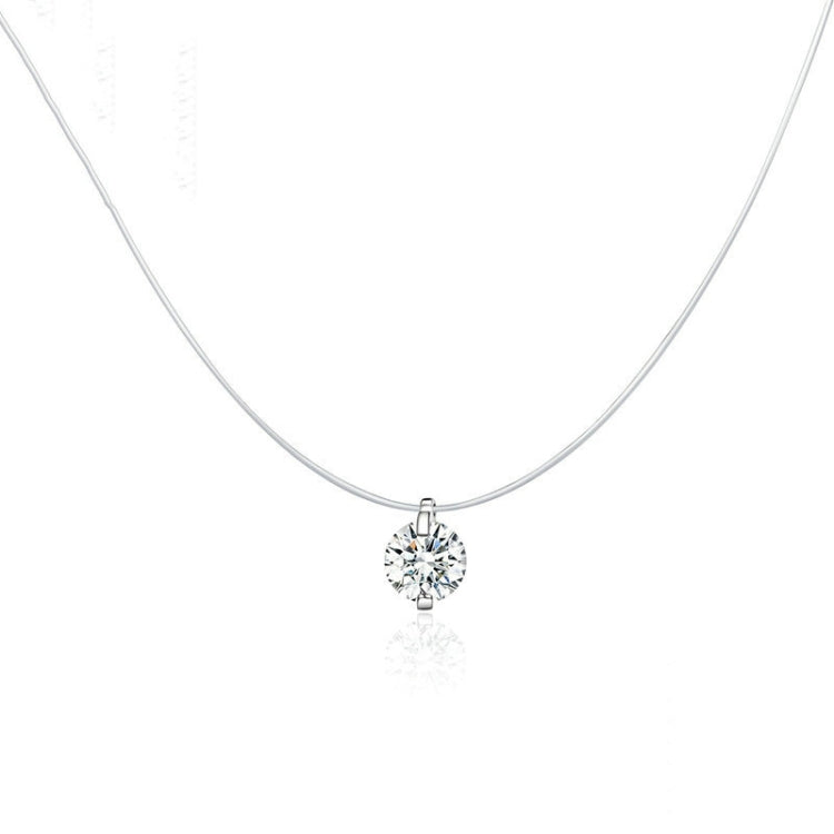 Collier en fil de pêche invisible avec pendentif en zircon et argent sterling S925, SCN332