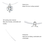 Invisible Fish Line Necklace Zircon Pendant S925 Sterling Silver Necklace, SCN332