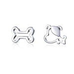 Boucles d'oreilles simples en argent sterling creux en forme d'os de chien, SCE649