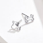 Boucles d'oreilles simples en argent sterling creux en forme d'os de chien, SCE649