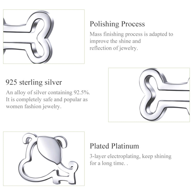 Boucles d'oreilles simples en argent sterling creux en forme d'os de chien, SCE649
