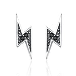 Boucles d'oreilles clous en argent sterling S925, motif éclair avec diamant pour femme, SCE156
